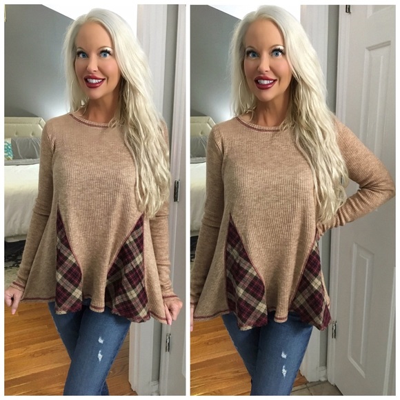 Tops - ❤️LAST 1! Adorable Oversized Plaid Detail Tunic!